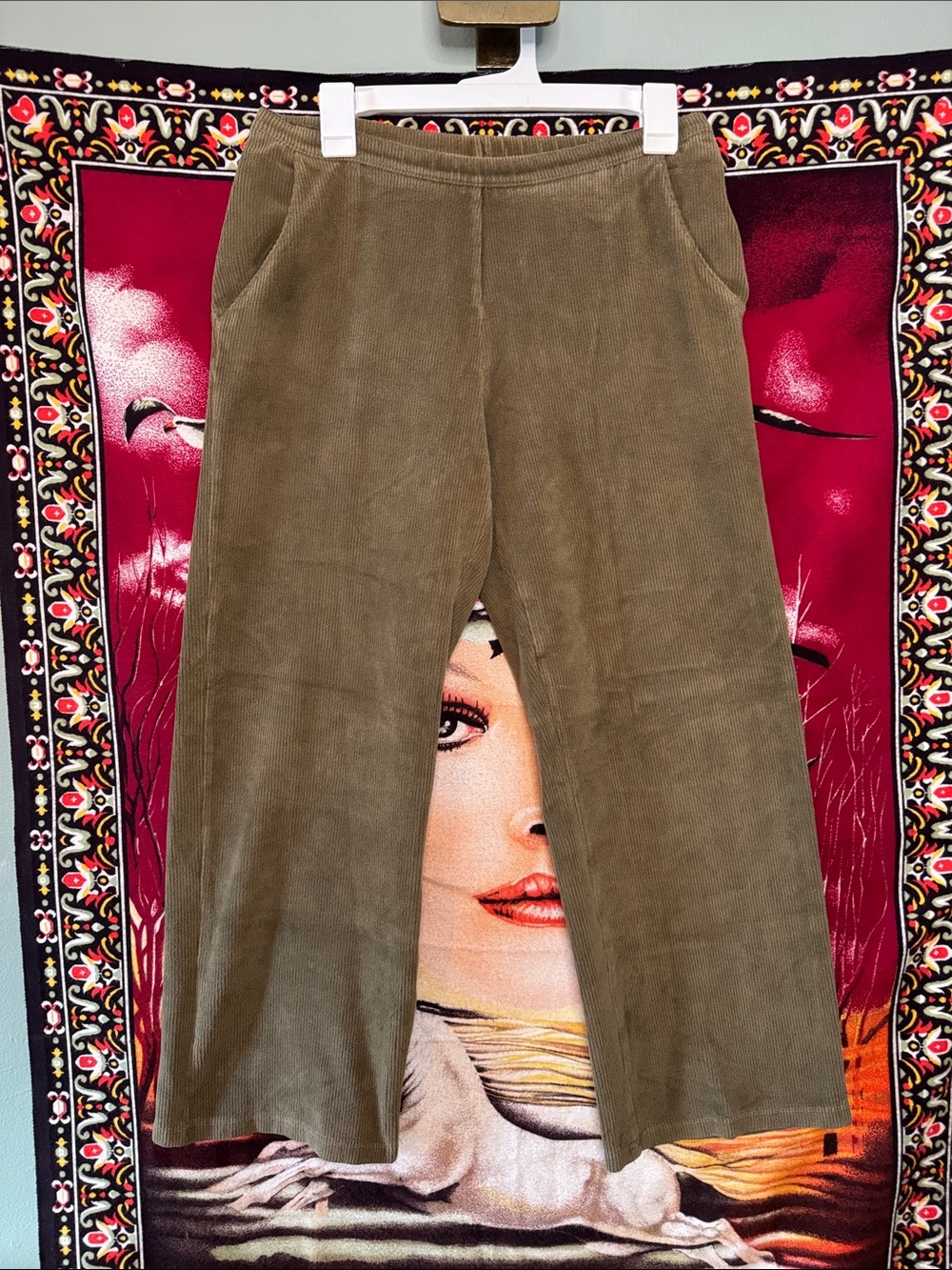 vintage L.L. Bean olive corduroy wide leg pants